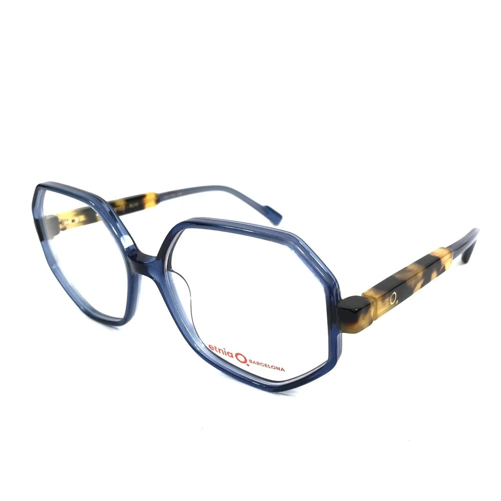Etnia Barcelona Eyeglasses Frames STELE BLHV Blue Havana Heptagonal 56-16-138
